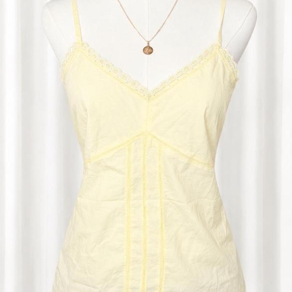 Y2K Butter Yellow Lace Trim Cami Top 🍋✨